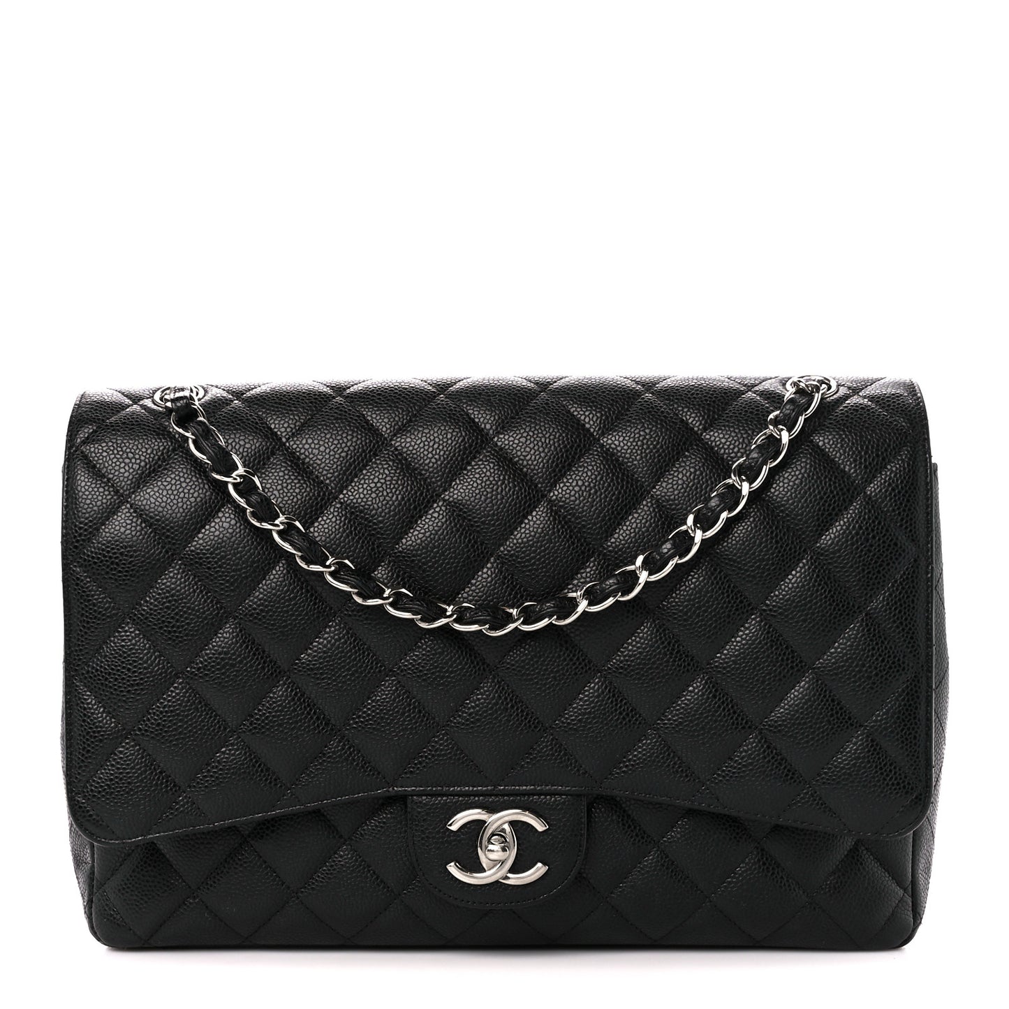 Caviar Quilted Maxi Double Flap Black