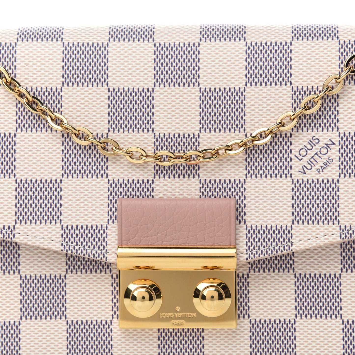 Damier Azur Croisette Chain Wallet Rose Ballerine
