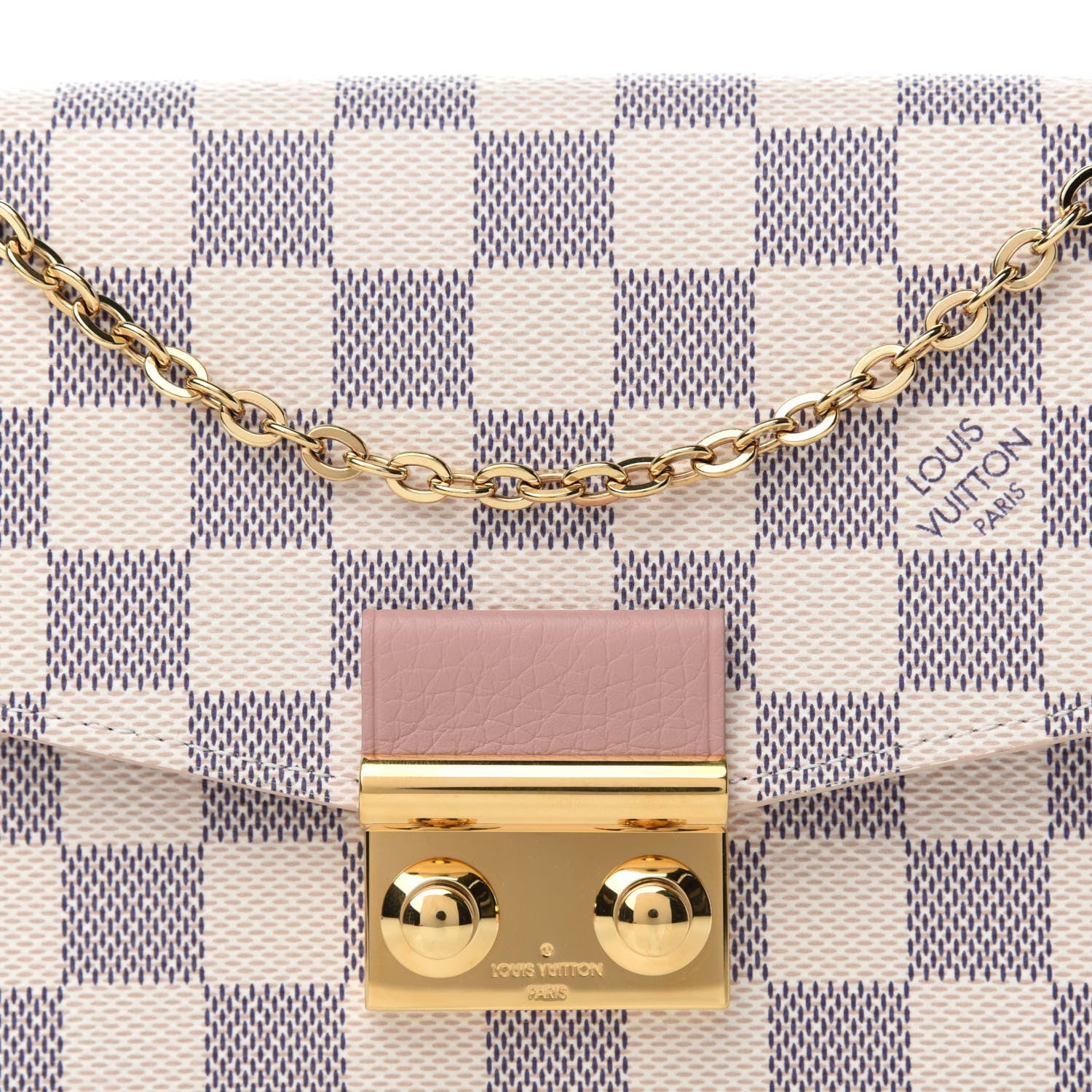 Louis Vuitton Damier Azur Croisette Chain Wallet Rose Ballerine 10 of 10