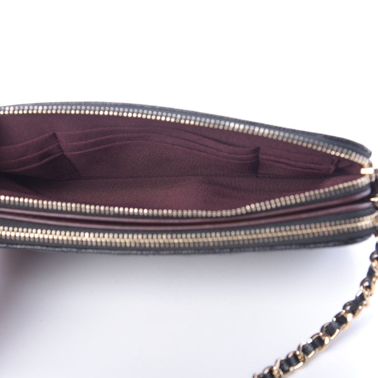 Caviar Quilted Small Clutch With Chain Black