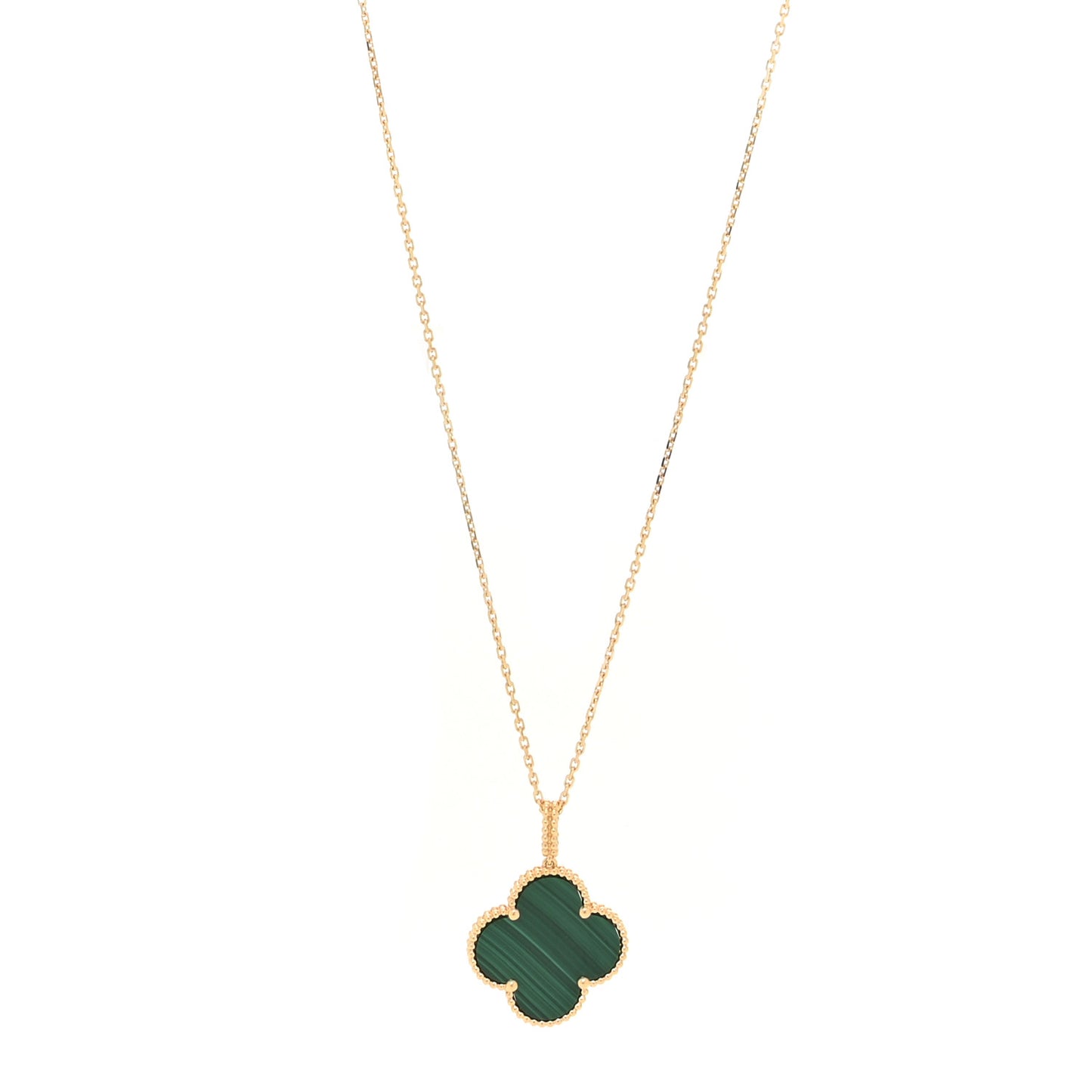18K Yellow Gold Malachite Magic Alhambra Pendant Necklace