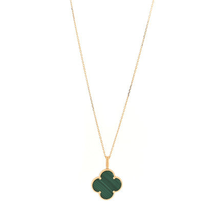 Van Cleef & Arpels 18K Yellow Gold Malachite Magic Alhambra Pendant Necklace 1 of 4