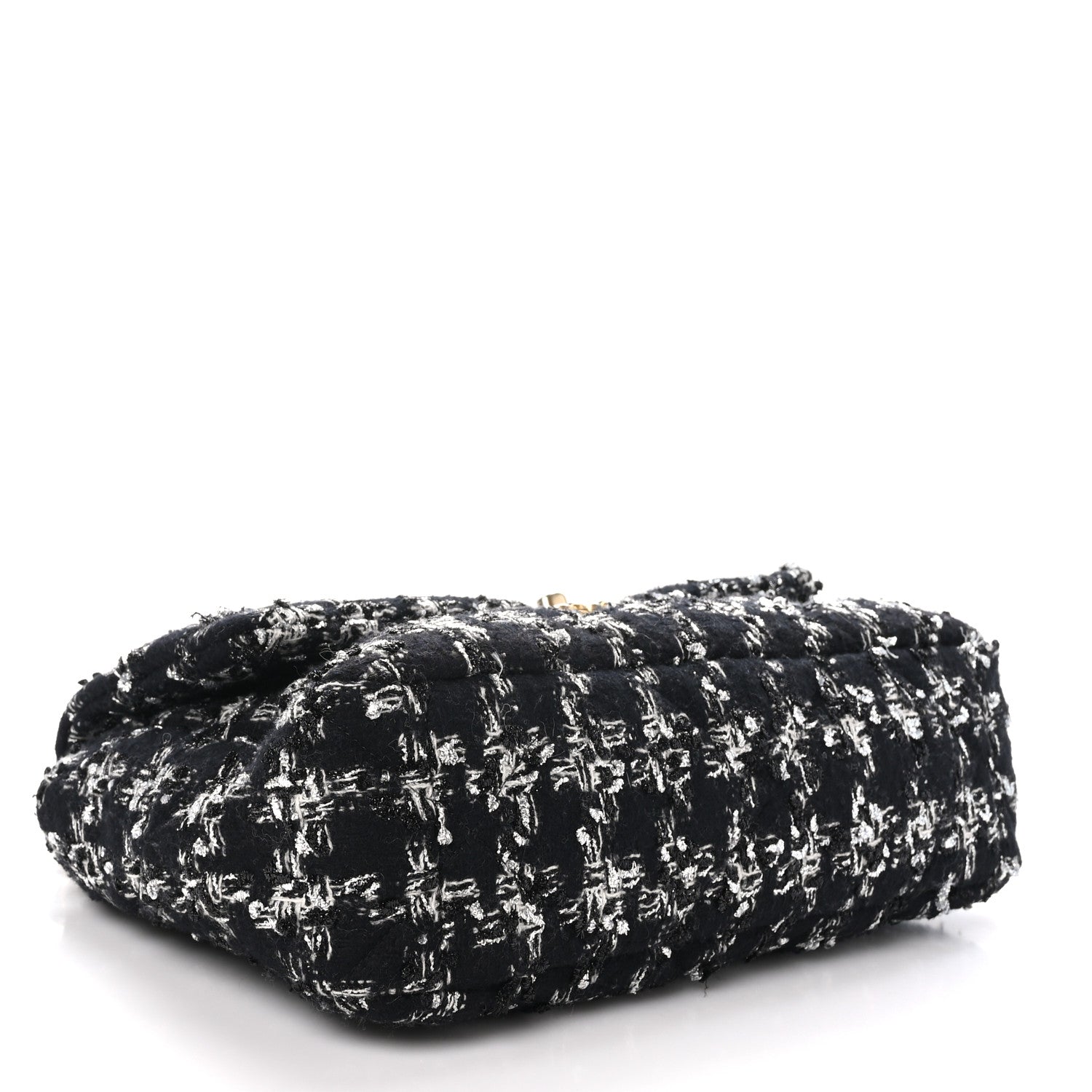 Chanel Tweed Quilted Large Chanel 19 Flap Black Silver Ecru 4 of 11