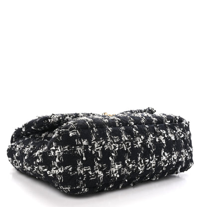 Chanel Tweed Quilted Large Chanel 19 Flap Black Silver Ecru 4 of 11
