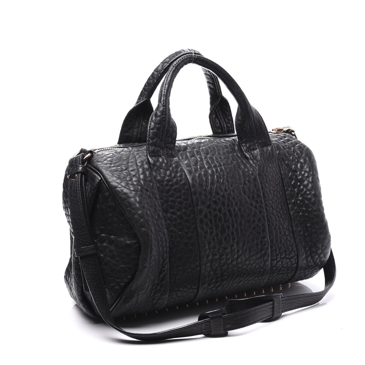 Pebbled Lambskin Rocco Black Rose Gold Hardware