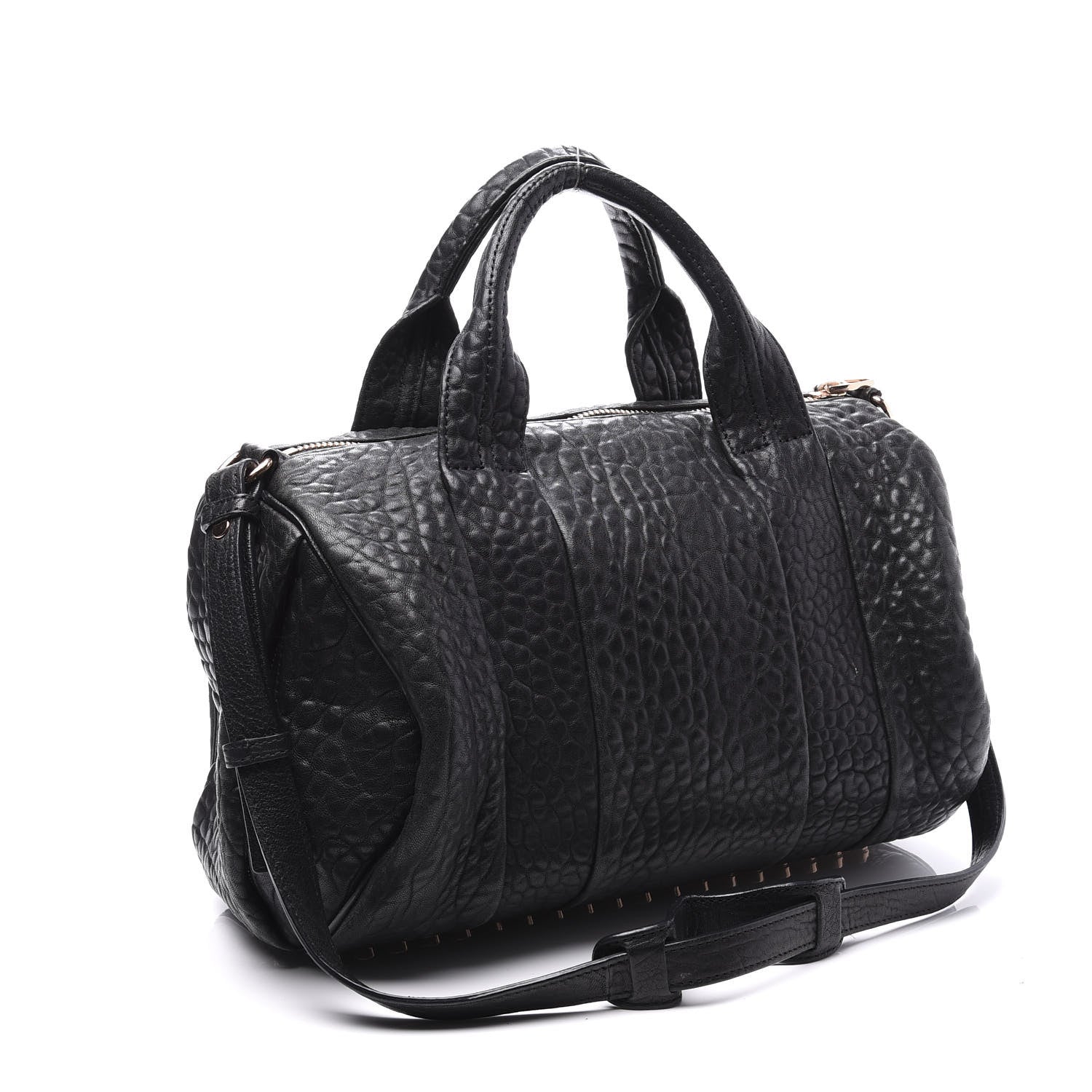 Alexander Wang Pebbled Lambskin Rocco Black Rose Gold Hardware 2 of 10