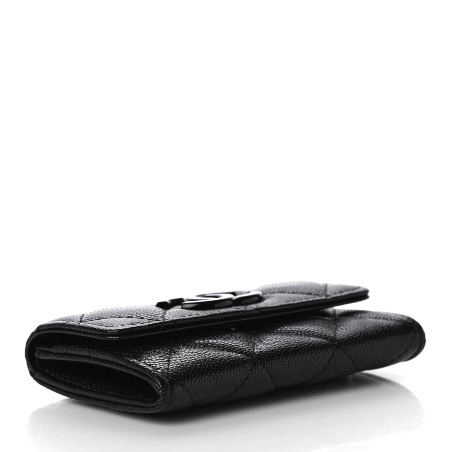 Caviar Quilted My Everything Flap Card Holder Black