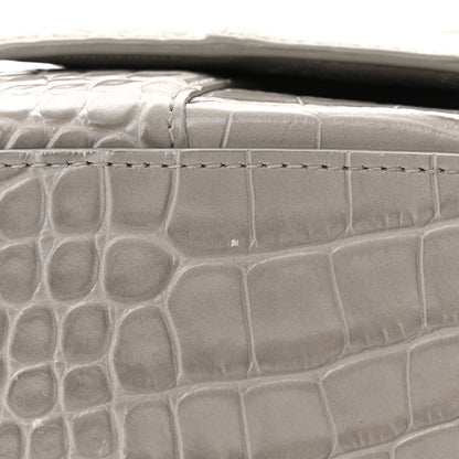 Balenciaga Shiny Calfskin Crocodile Embossed Small Hourglass Top Handle Bag Steel Grey 11 of 13