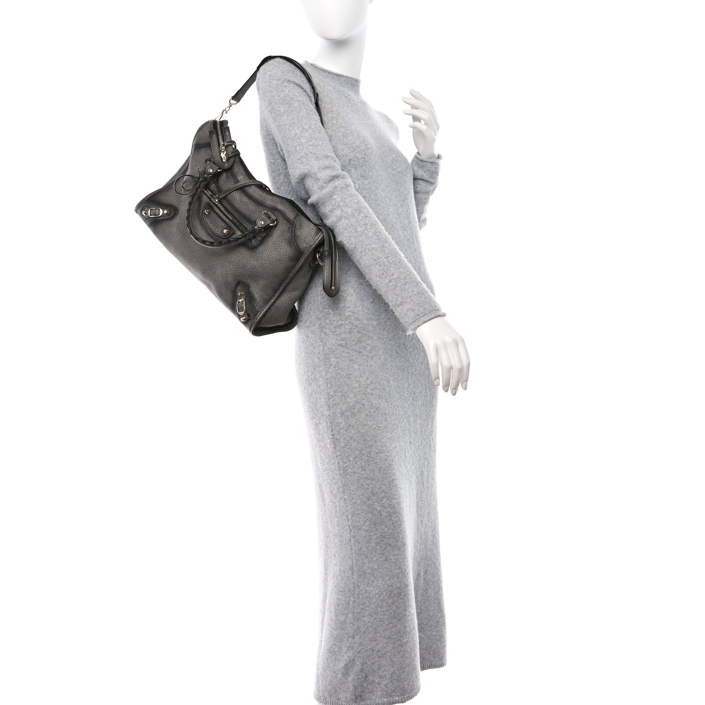 Grained Calfskin Classic Gold Hardware City Ombre Grey Gradient