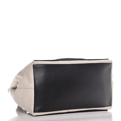 Balenciaga Cotton Canvas Satin Calfskin S Navy Cabas Natural Black 4 of 8