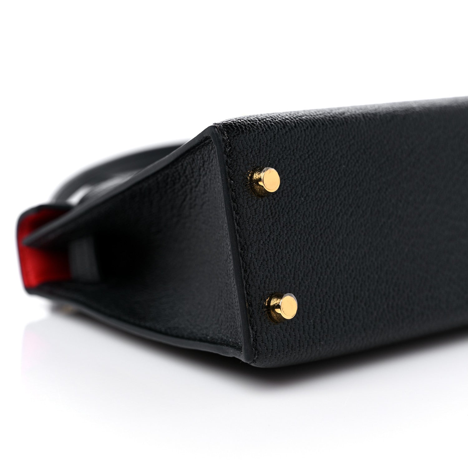 Hermes Chevre Mysore Horseshoe Mini Kelly Sellier 20 Black Rouge De Coeur 8 of 12