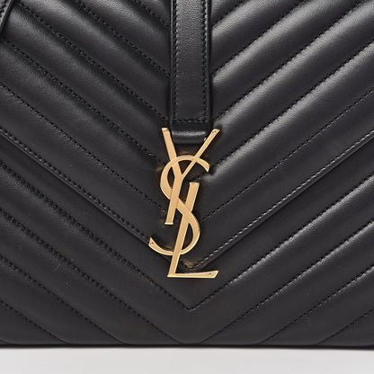 Saint Laurent Lambskin Matelasse Chevron Medium Monogram Satchel Black 10 of 10