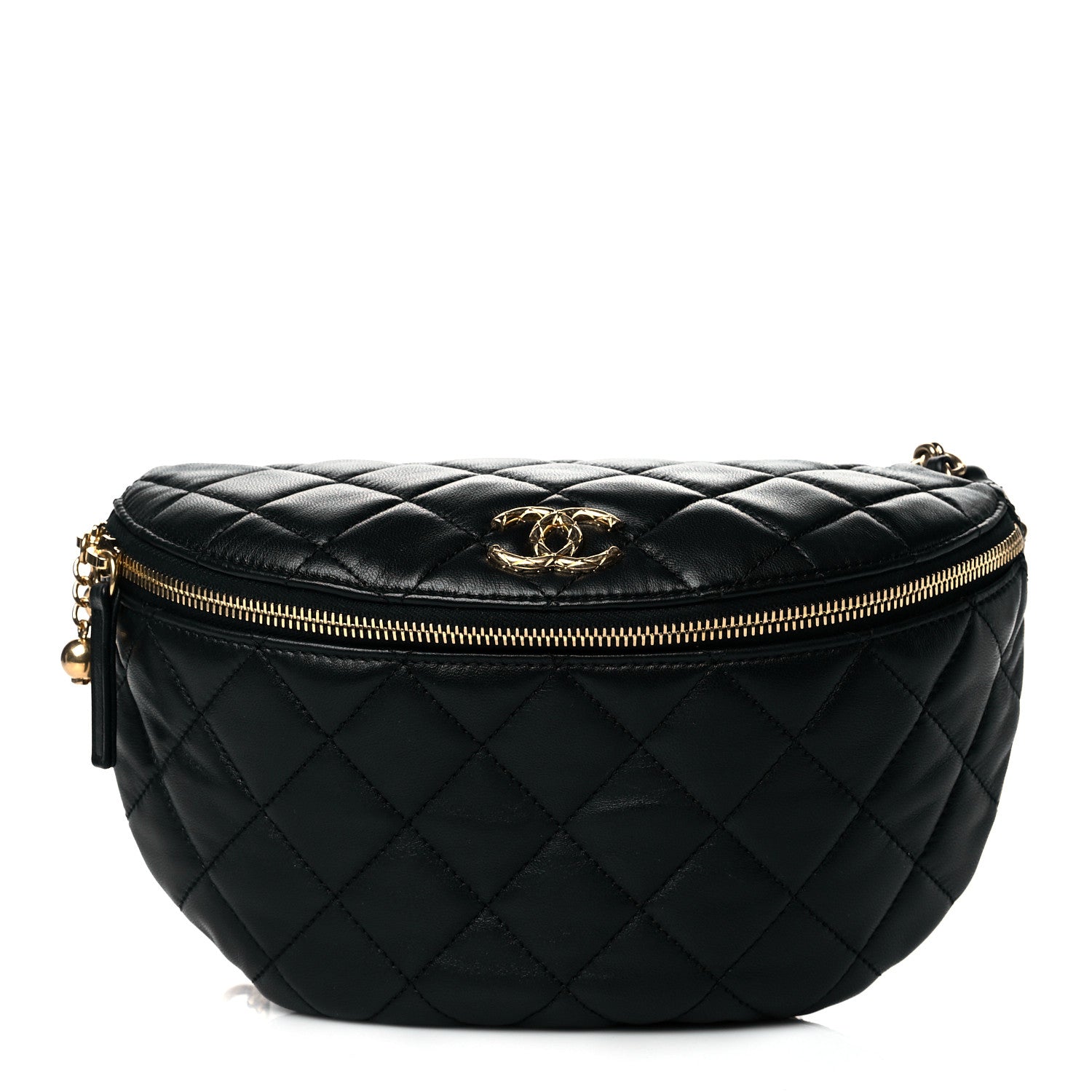 Chanel Lambskin Pearl Quilted CC Belt Bag Black 1 of 11