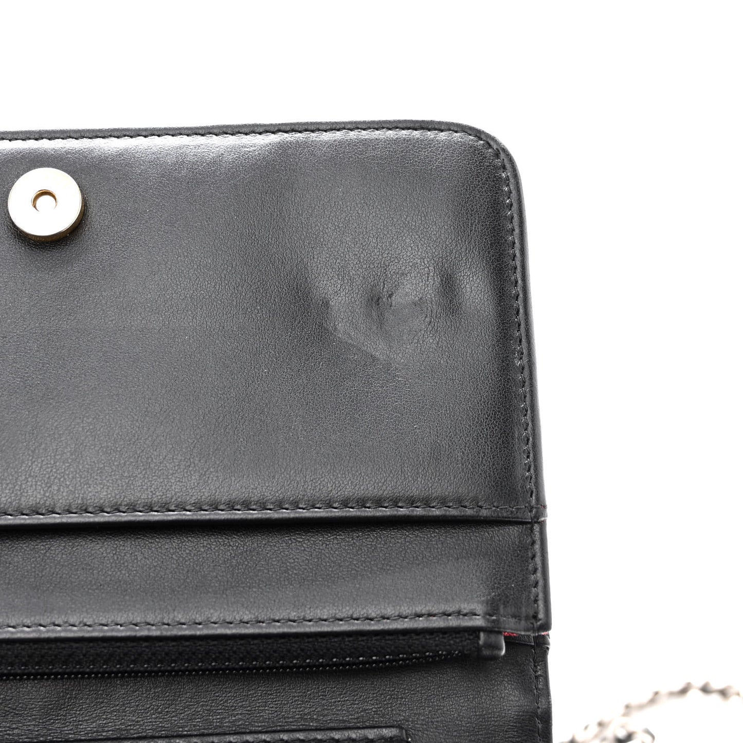 Aged Calfskin Quilted Gabrielle Wallet On Chain WOC Black