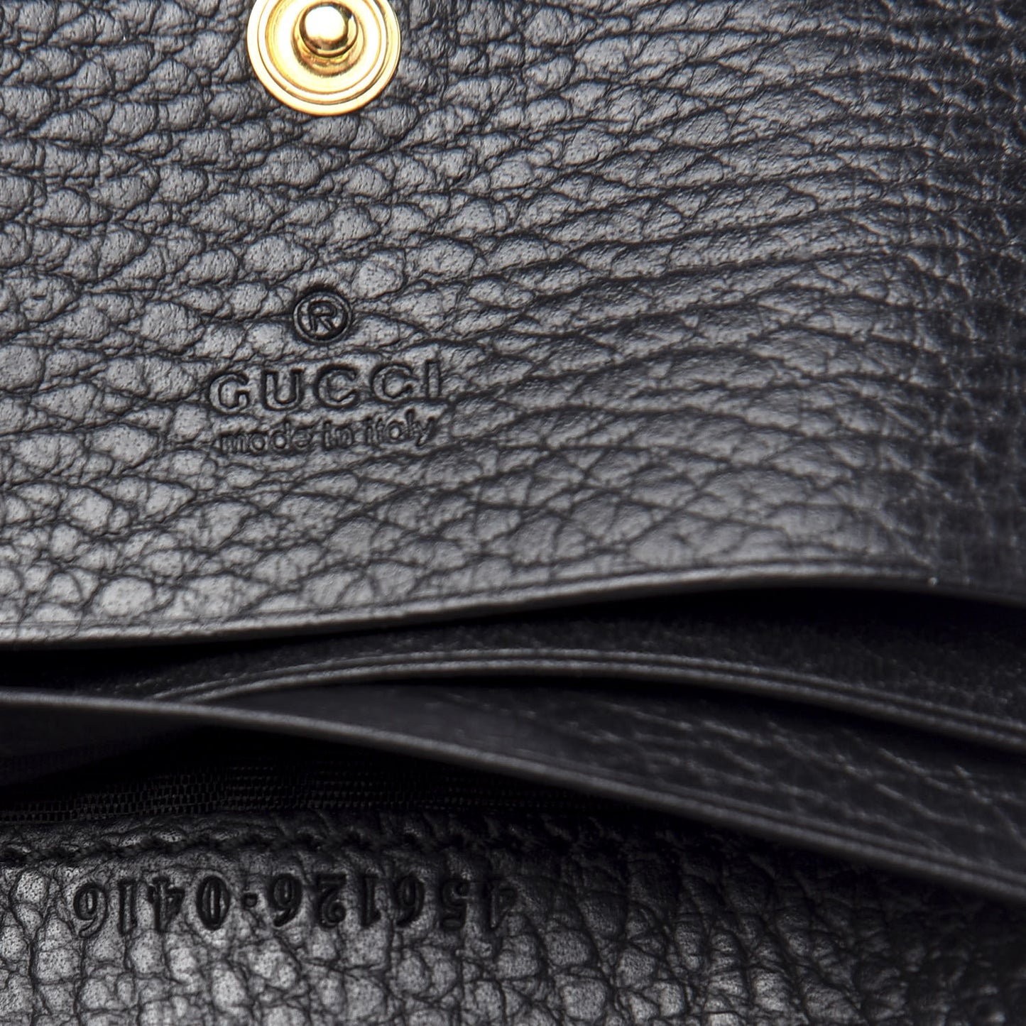 Pebbled Calfskin GG Marmont Card Case Black