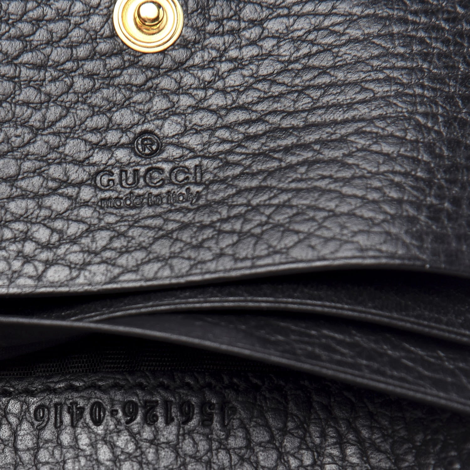 Gucci Pebbled Calfskin GG Marmont Card Case Black 6 of 7