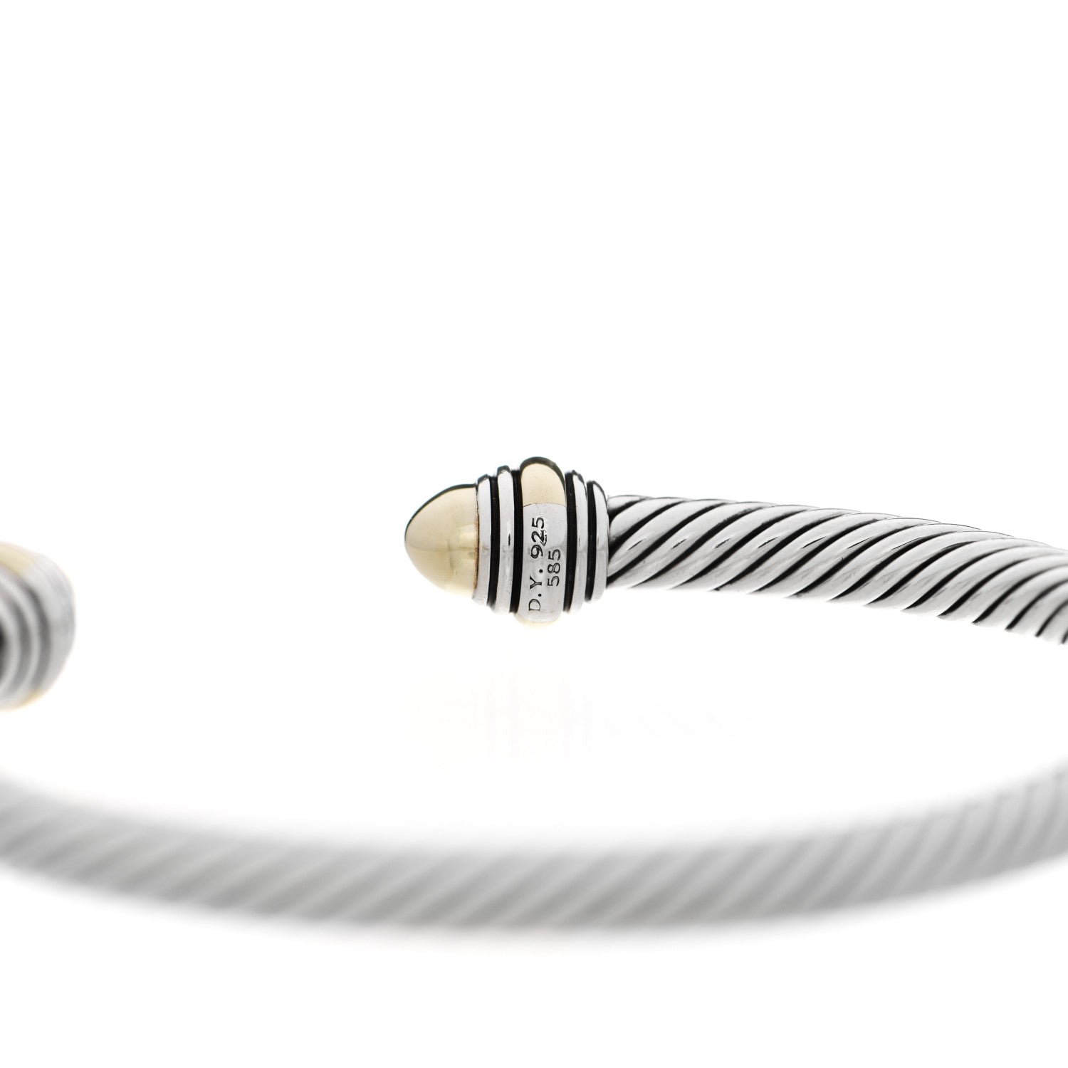 David Yurman Sterling Silver 14K Yellow Gold 5mm Cable Classics Dome Bracelet 6 of 6