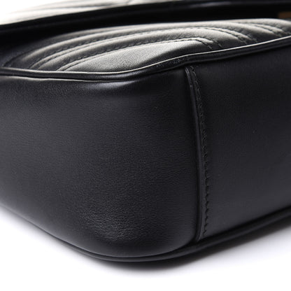 Gucci Calfskin Matelasse Small GG Marmont Shoulder Bag Black 10 of 12