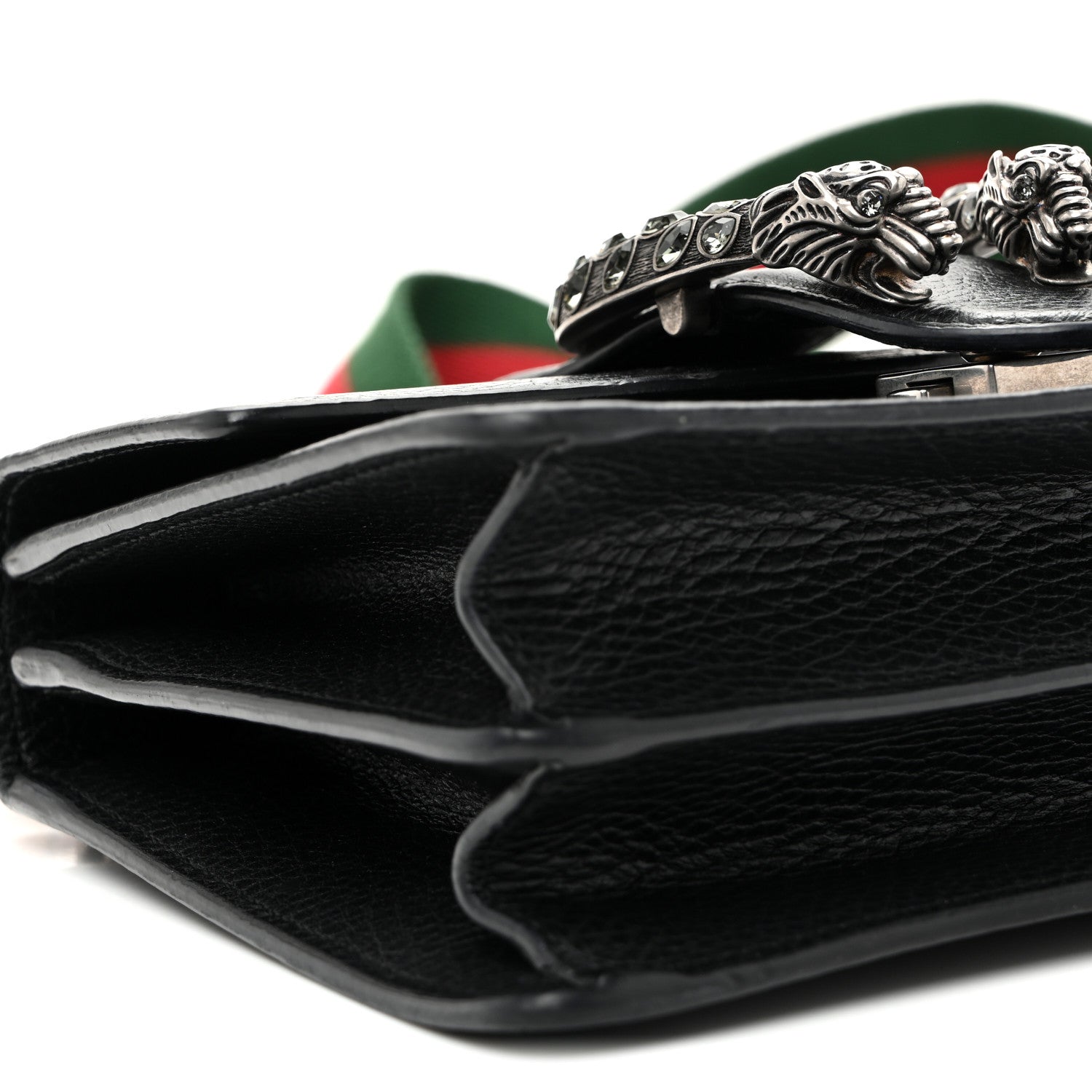 Gucci Dollar Calfskin Crystal Web Mini Dionysus Bamboo Top Handle Bag Black Black Diamond 9 of 12