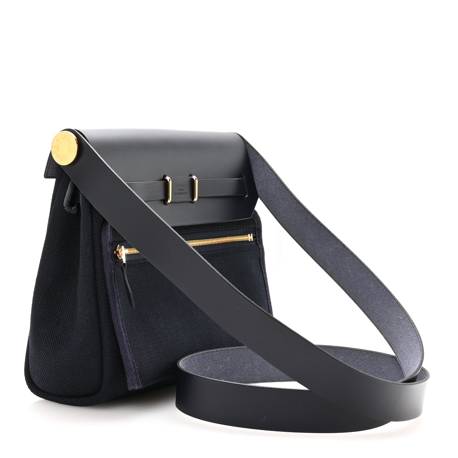 Hermes Military Toile Vache Hunter Herbag Zip Retourne 20 Bleu Indigo 2 of 10