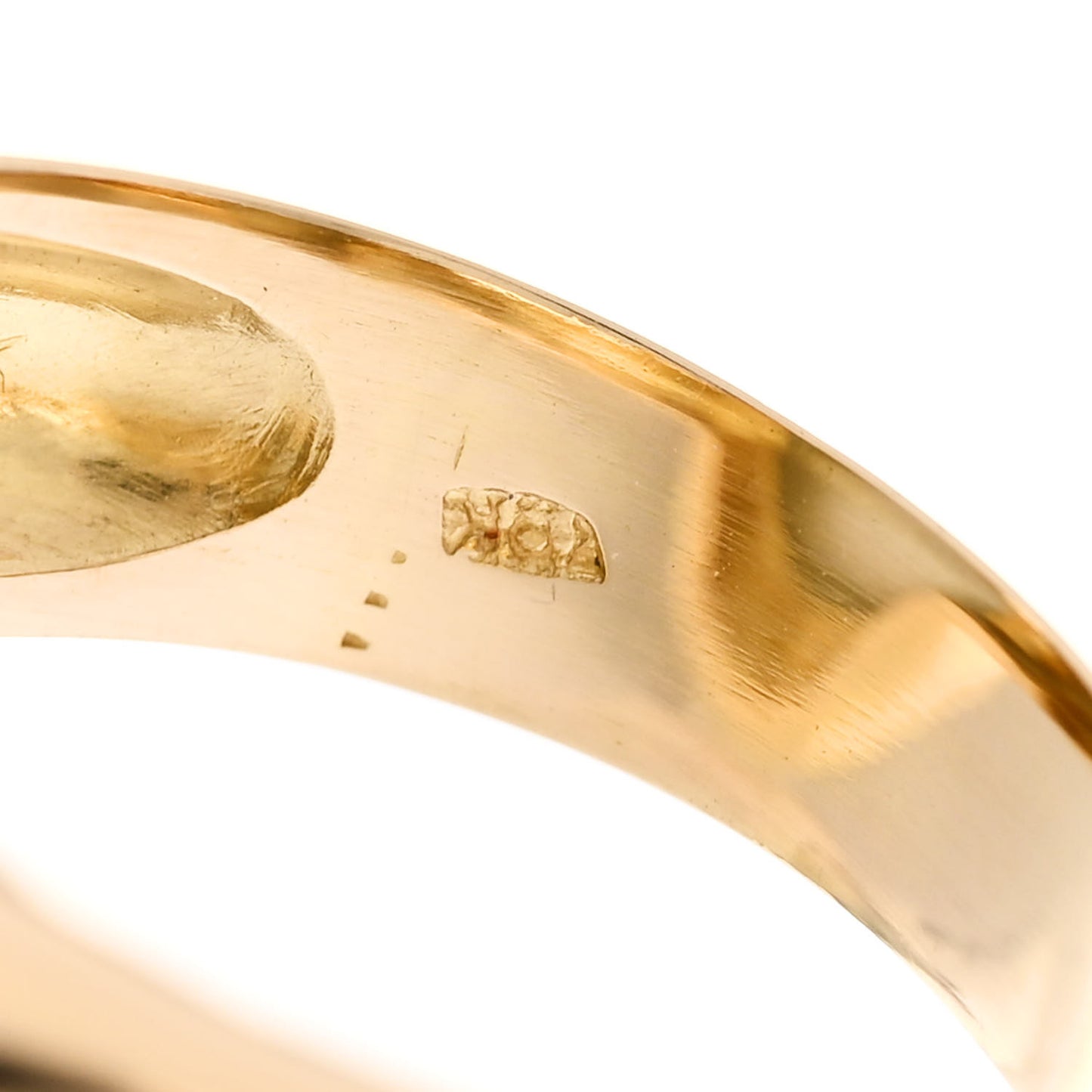 19K Yellow Gold Peacock Blue Venetian Glass Intaglio Ring 57 8