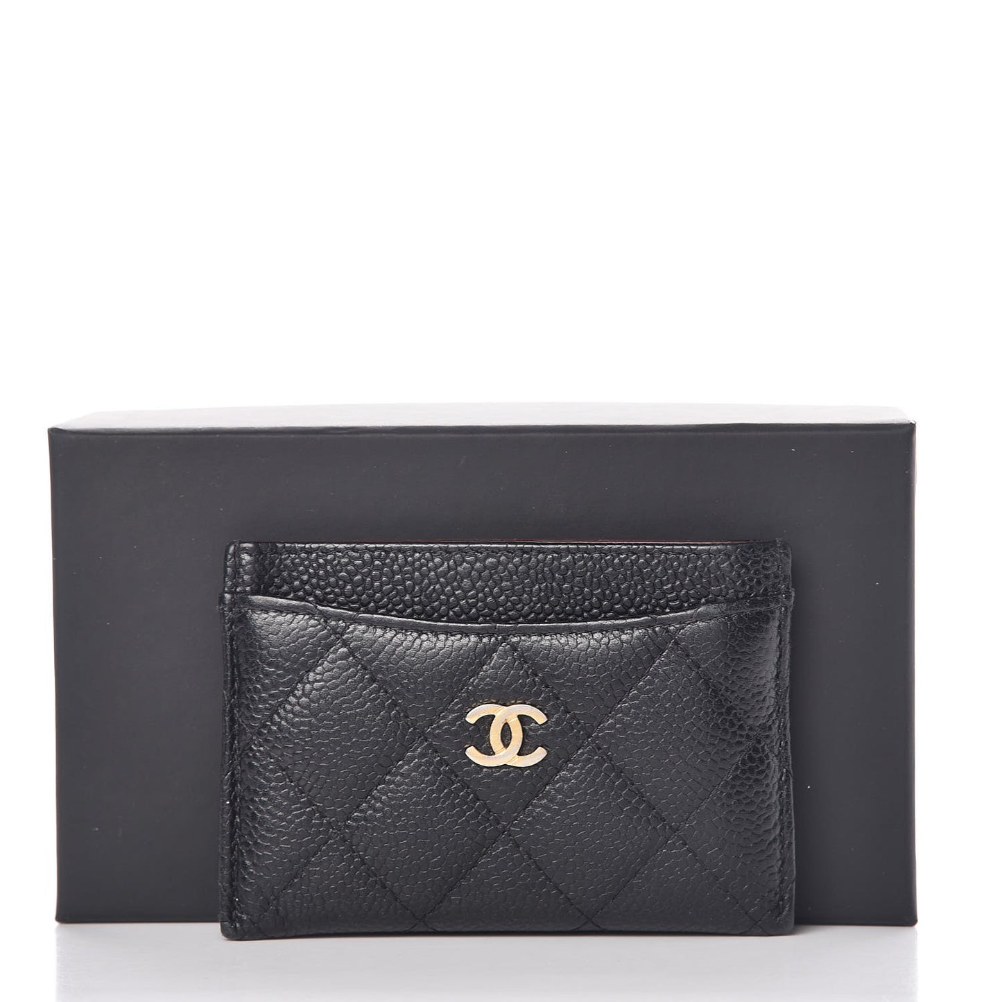 Caviar Quilted Card Holder Black