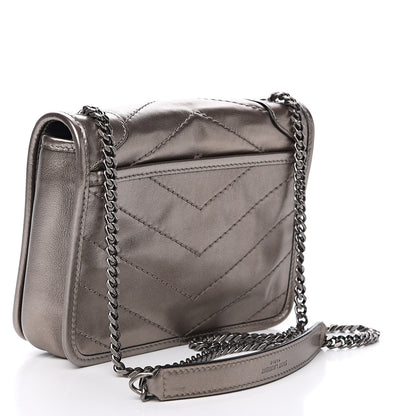 Saint Laurent Metallic Calfskin Matelasse Monogram Niki Chain Wallet Platinum 2 of 8