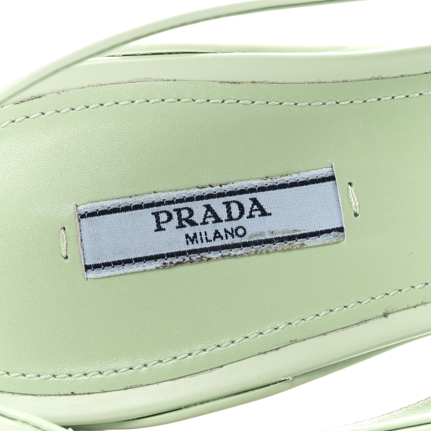 Prada Spazzolato Triangle Logo Pointed Toe 45mm Slingback Pumps 37 Acqua 7 of 9
