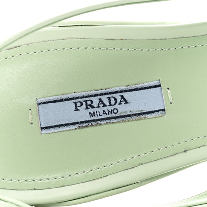 Prada Spazzolato Triangle Logo Pointed Toe 45mm Slingback Pumps 37 Acqua 7 of 9