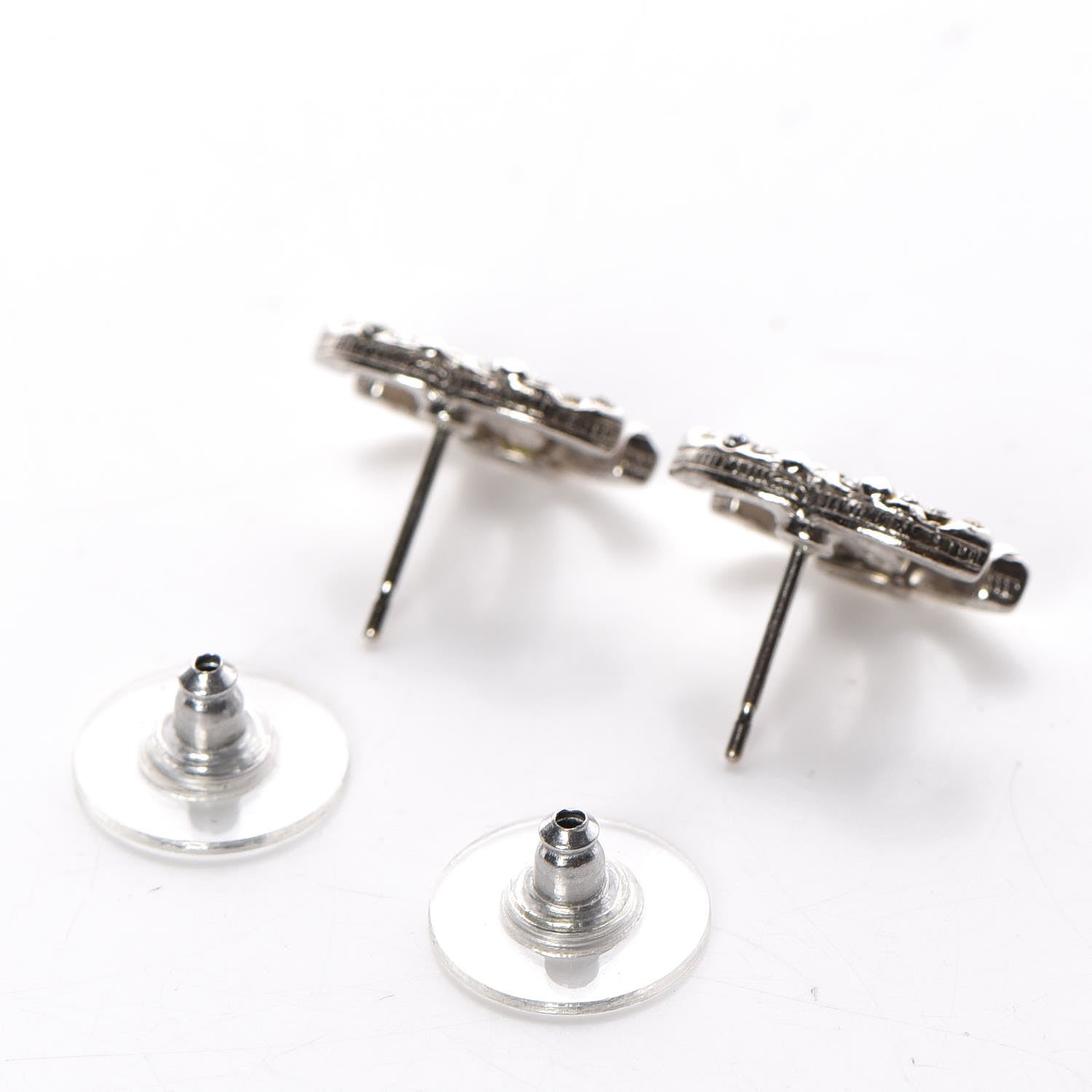 Chanel Crystal CC Earrings Silver 3 of 5