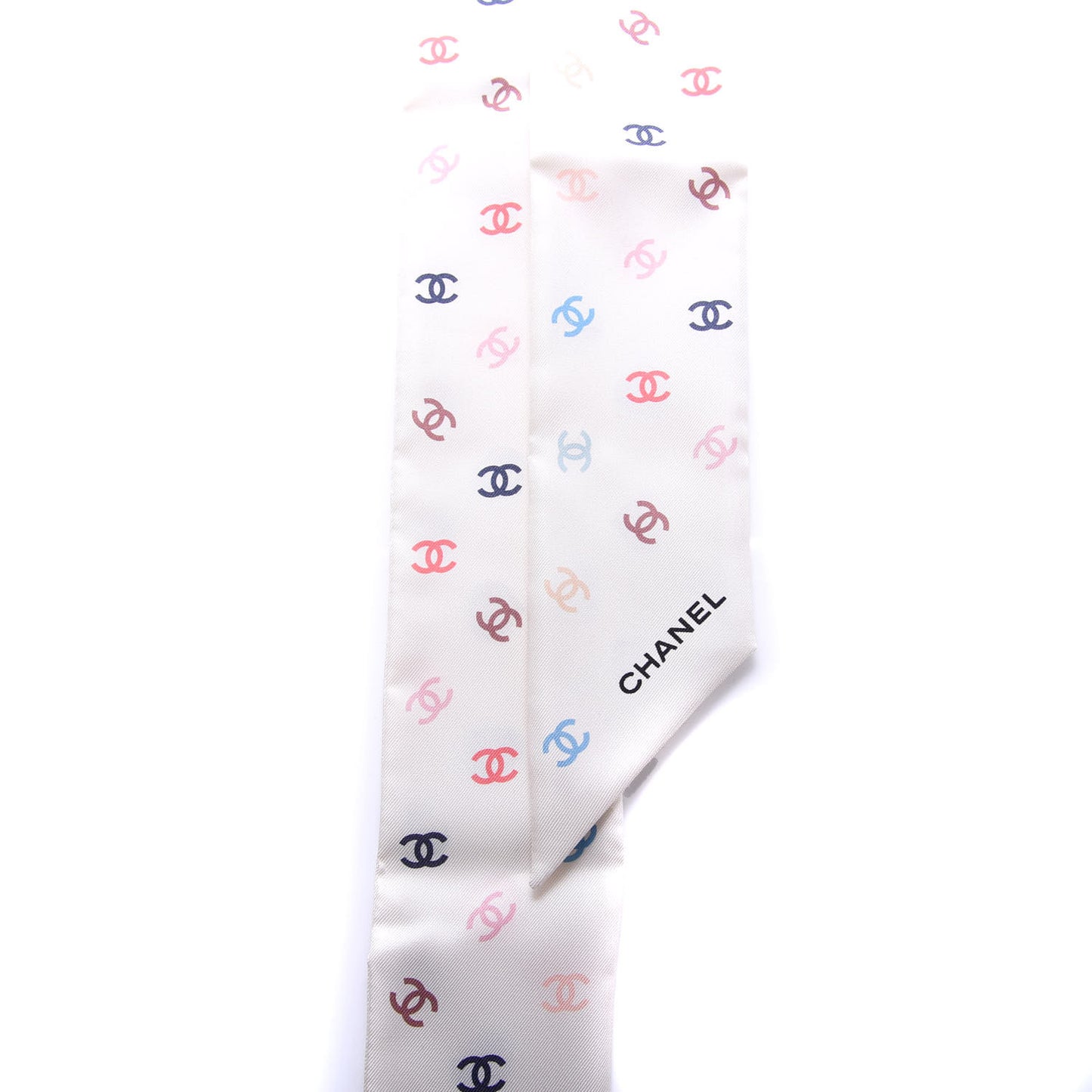 Silk Heart CC Slim Bandeau Scarf Ivory