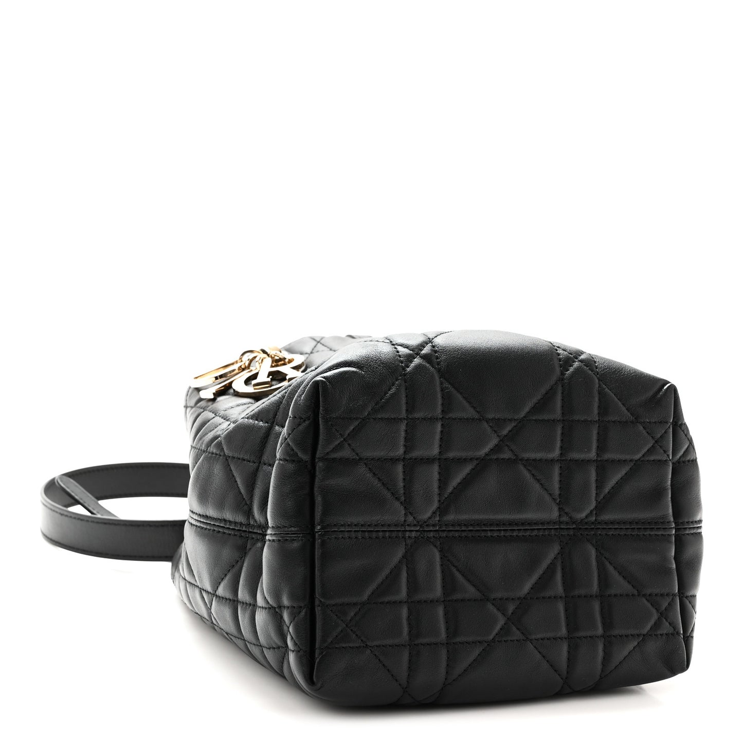 Calfskin Macrocannage Small Toujours Vertical Tote Black