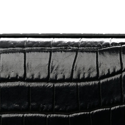 Saint Laurent Calfskin Crocodile Embossed Small Classic Monogram Kate Tassel Satchel Black 13 of 13