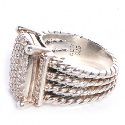 David Yurman Sterling Silver Diamond 16mm Wheaton Ring 53 6.5 3 of 4