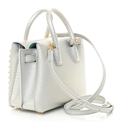MCM Calfskin Pearls Studded Mini Milla Tote White Flake 3 of 12