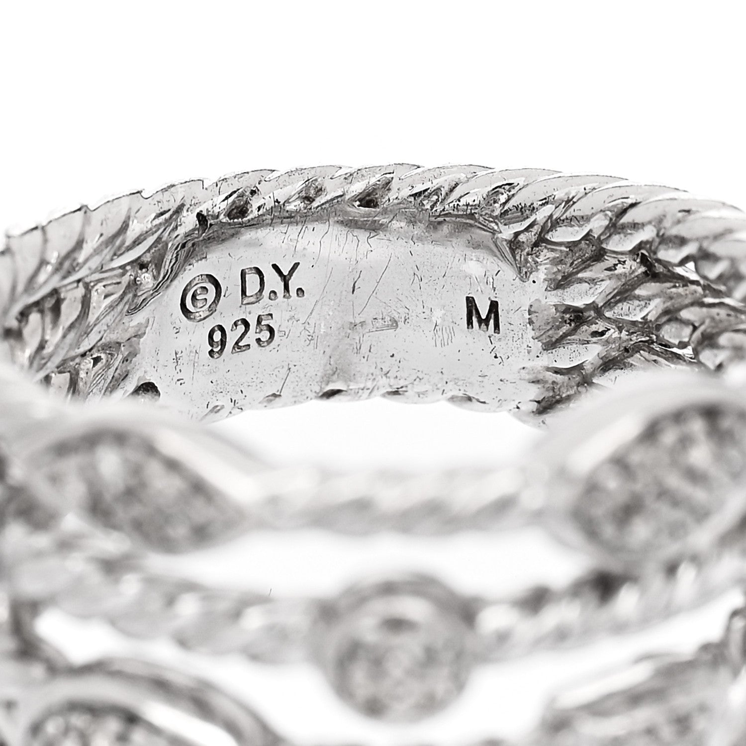 David Yurman Sterling Silver Diamond Confetti 4 Row Ring 52 6 4 of 5