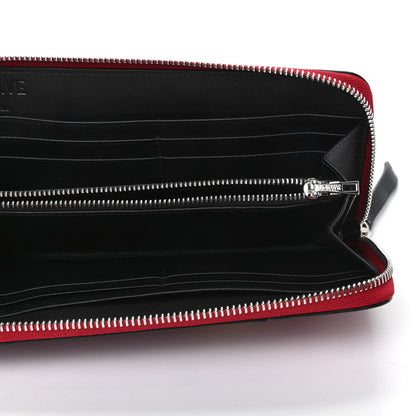Loewe Calfskin Puzzle Striped Colorblock Zip Around Wallet Red Tan 5 of 10