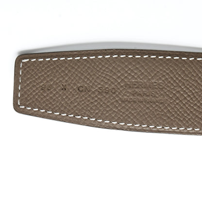 Hermes Swift Epsom 32mm Collier De Chien CDC Belt 95 Black Etoupe 4 of 6