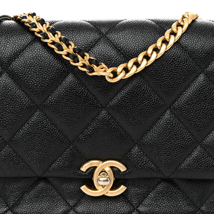 Chanel Shiny Caviar Quilted Small Chain Melody Flap Black 8 of 11