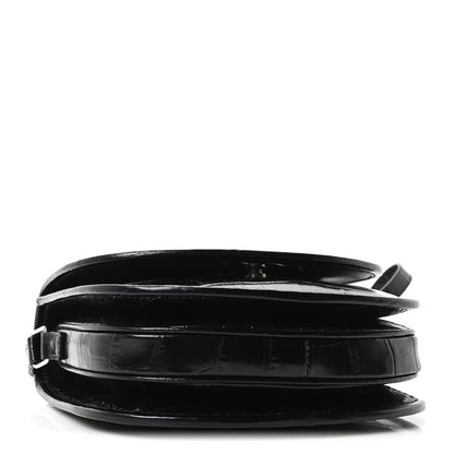 Celine Calfskin Crocodile Embossed Medium Triomphe Besace Black 4 of 11