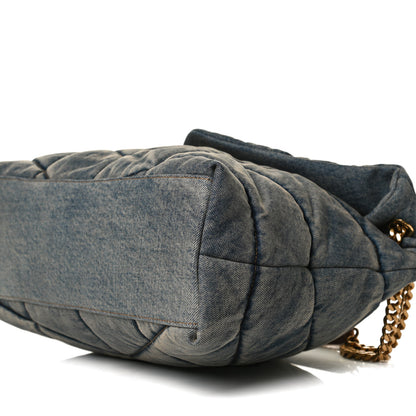 Saint Laurent Denim Quilted Medium Loulou Puffer Monogram Chain Satchel Blue Cinnamon 12 of 13