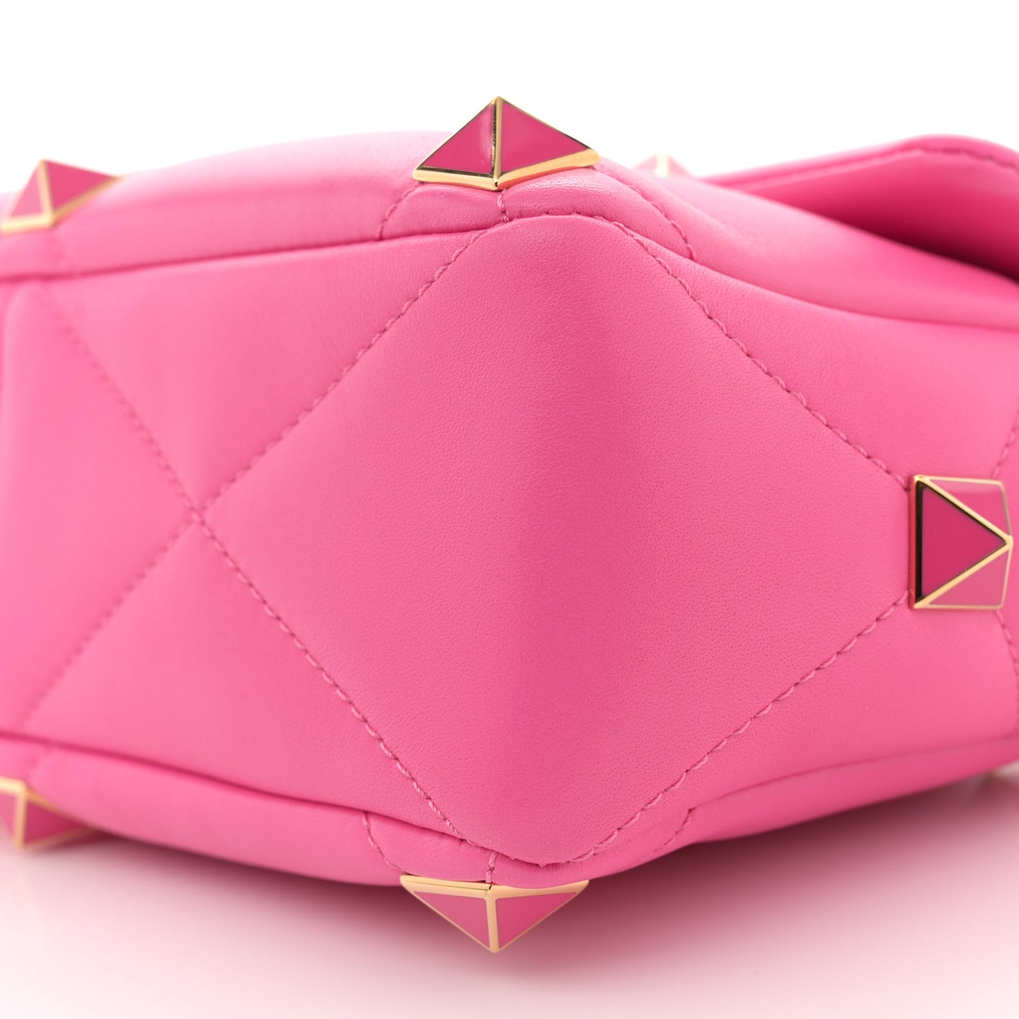 Nappa Enamel Large Roman Stud Shoulder Bag Feminine Pink