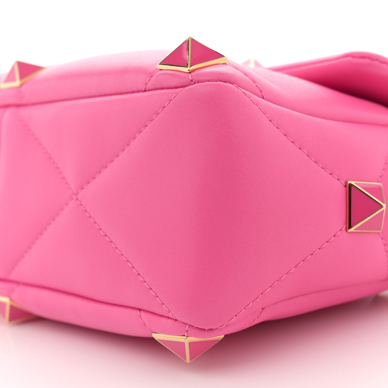 Valentino Garavani Nappa Enamel Large Roman Stud Shoulder Bag Feminine Pink 9 of 10