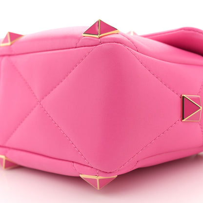 Valentino Garavani Nappa Enamel Large Roman Stud Shoulder Bag Feminine Pink 9 of 10