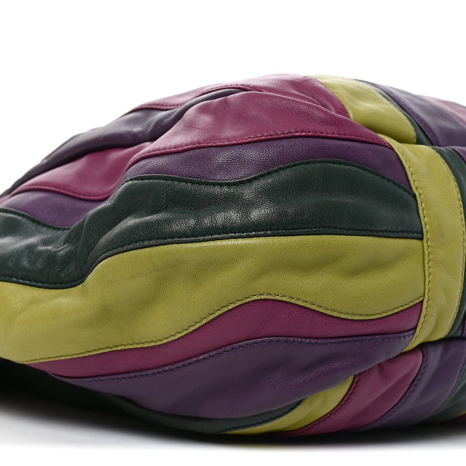 Prada Nappa Trembled Blossoms Stripes Shoulder Bag Viola Alloro 8 of 9