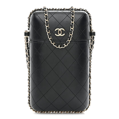 Chanel Lambskin Quilted Chain Around Phone Holder Black 1 of 10