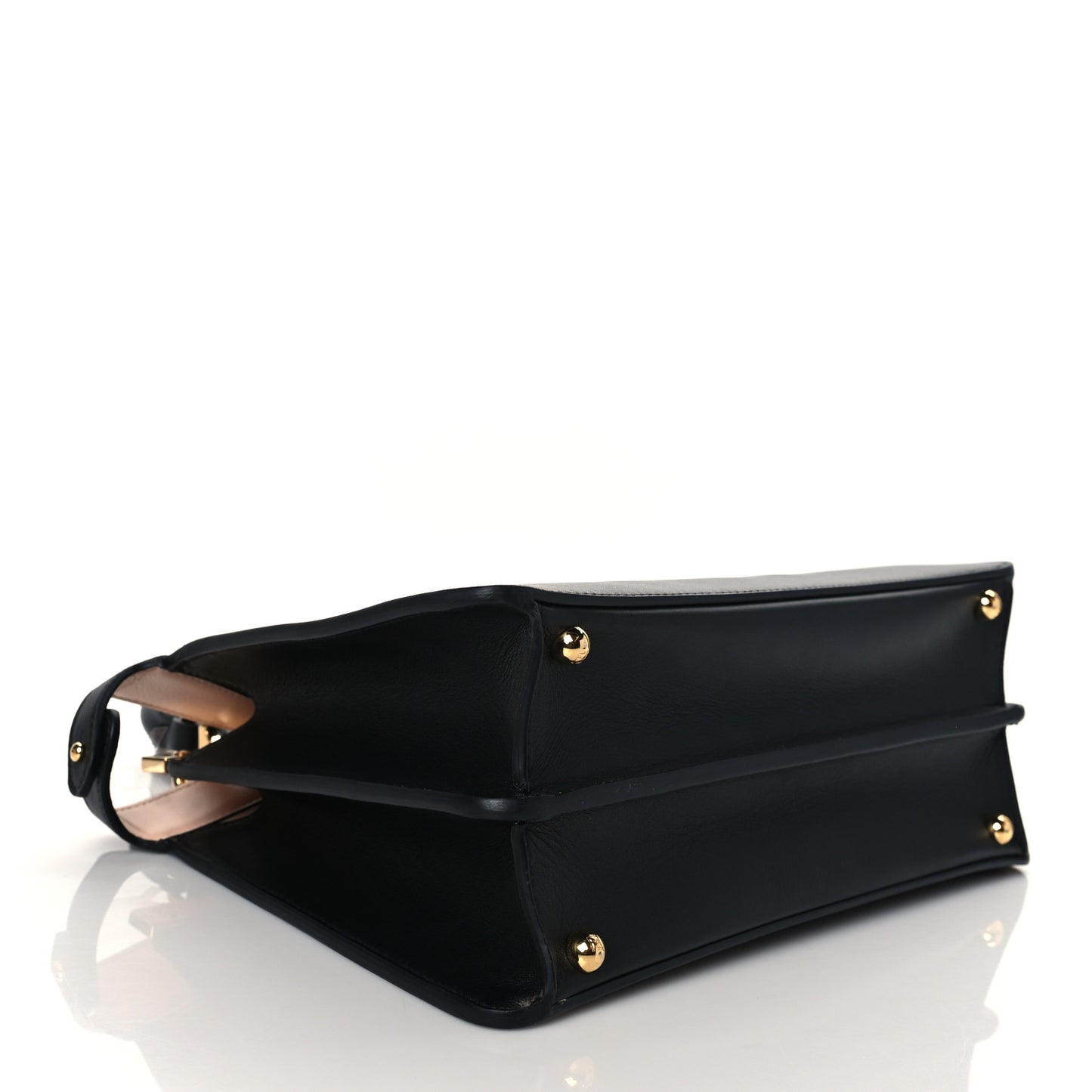 Vitello Seta Shiny Nappa Medium Peekaboo I SEE U Satchel Black Light Rose