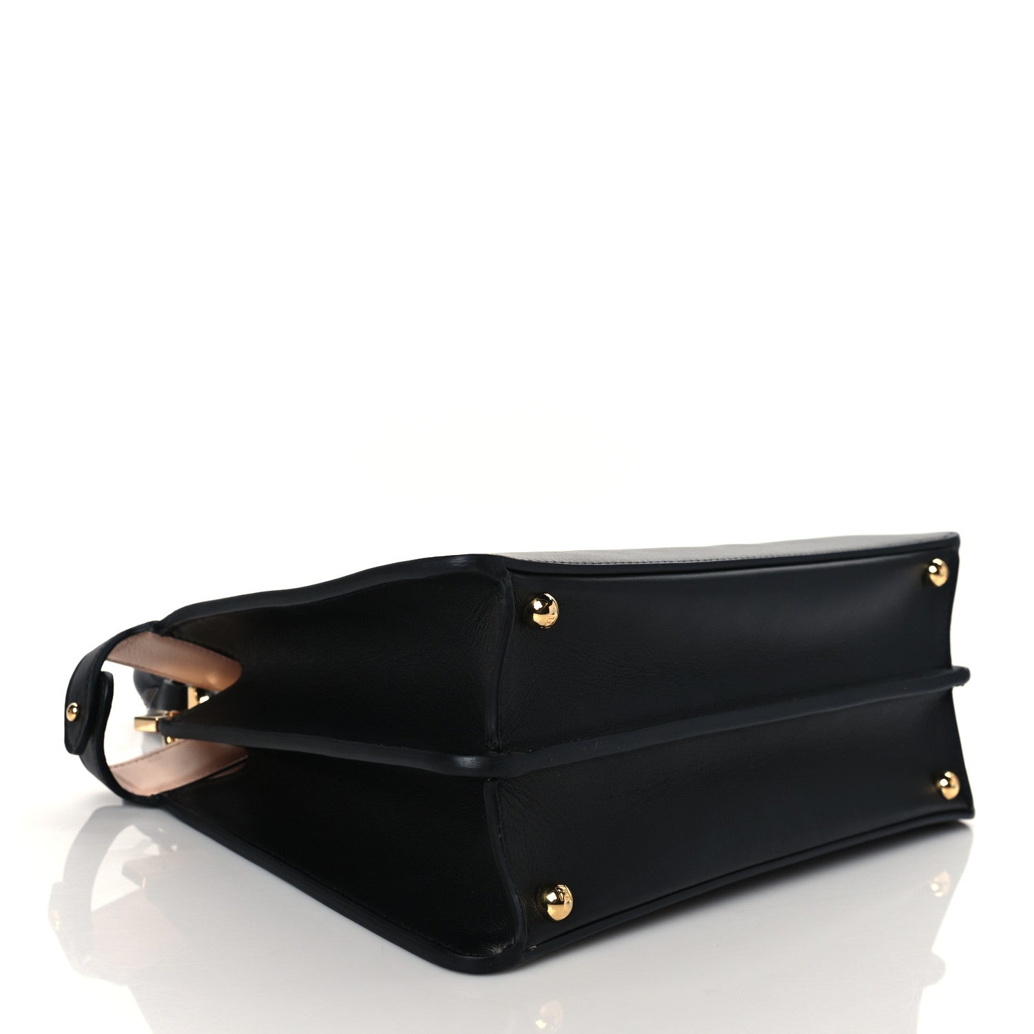 Fendi Vitello Seta Shiny Nappa Medium Peekaboo I SEE U Satchel Black Light Rose 4 of 10