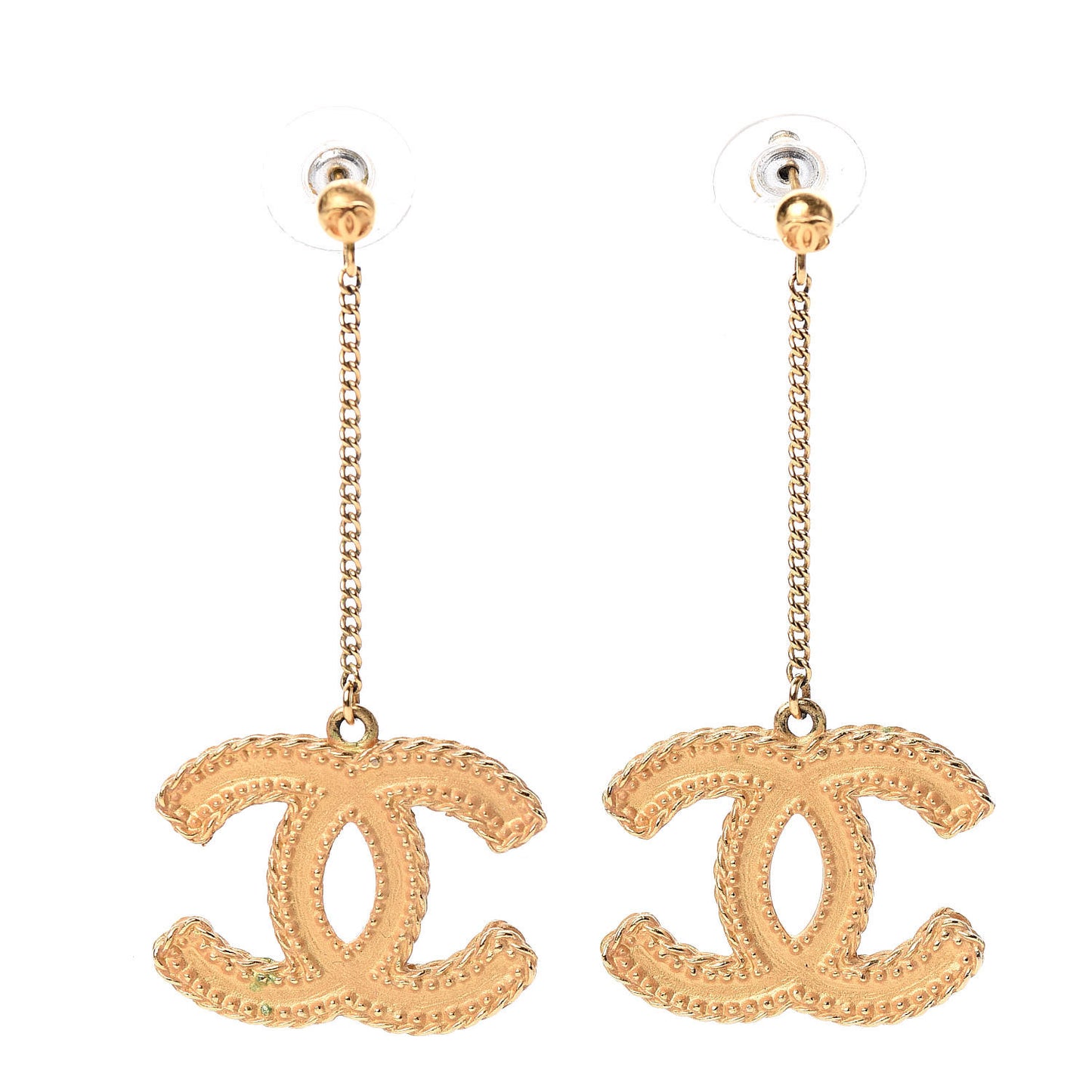 CC Drop Earrings Matte Gold