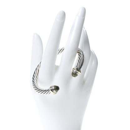 David Yurman Sterling Silver 14K Yellow Gold Prasiolite 7mm Cable Classics Bracelet 2 of 4